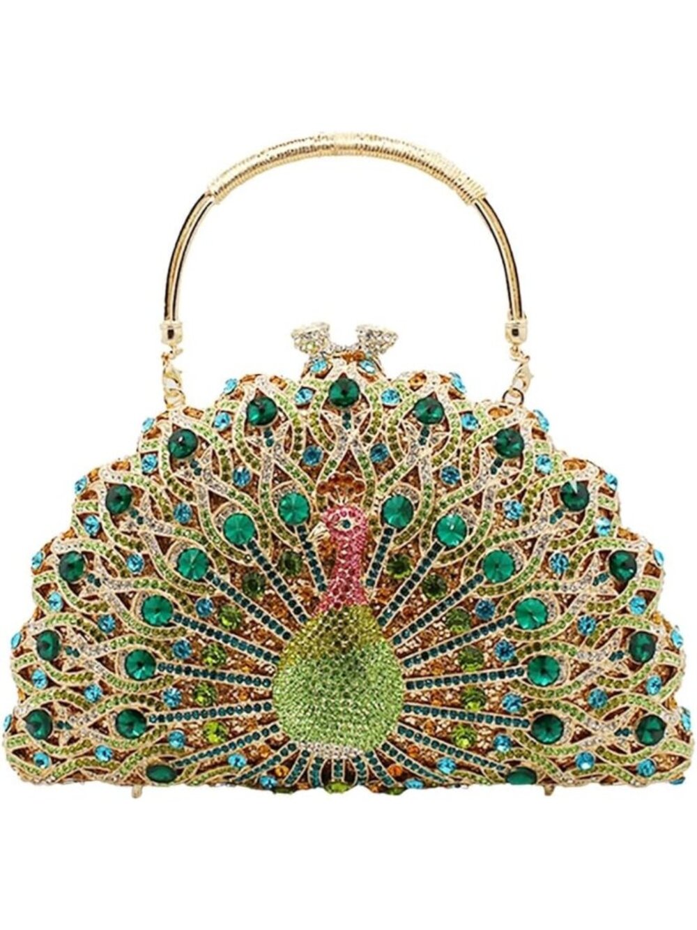 Sparkling Rhinestone Peacock Clutch Purse - Luxury Evening Handbag for Weddings